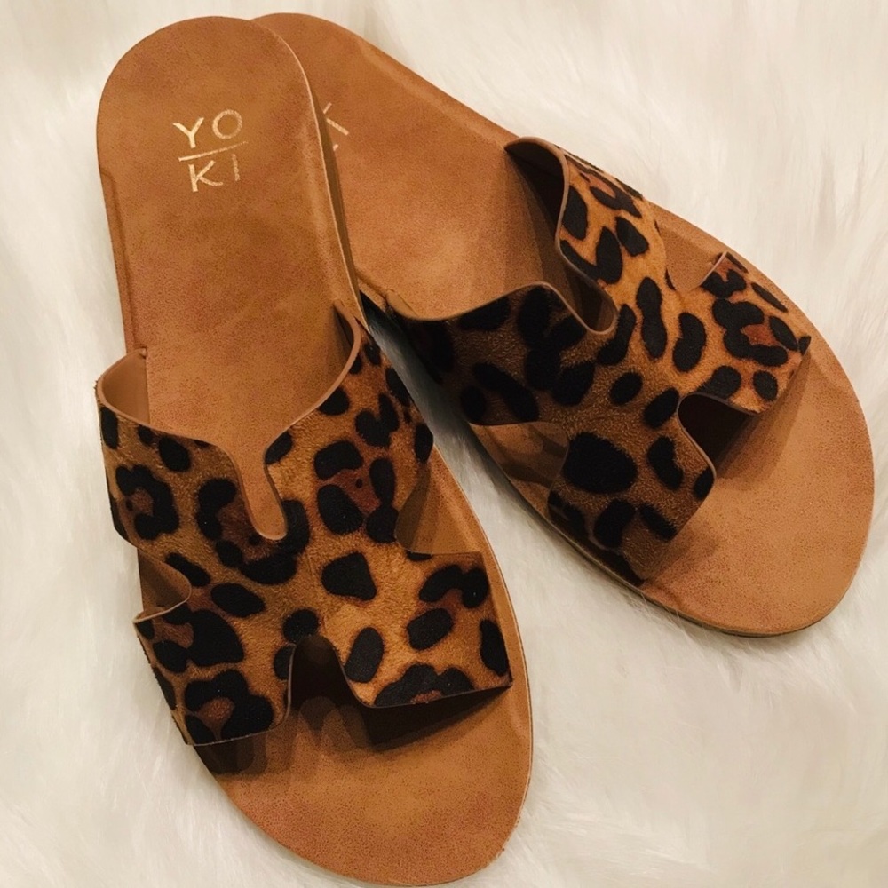 *LAST PAIR* Fierce Vegan Leopard Slides